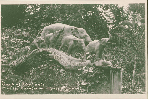 Elephant sculpture at the Bernheimer Gardens in Pacific Palisades