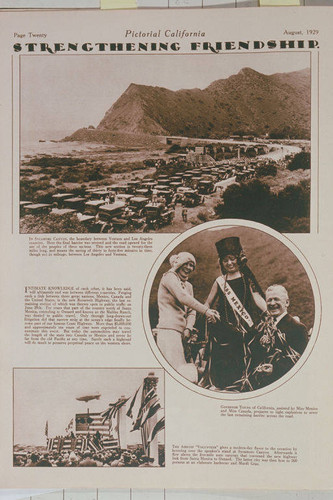 Opening of the newly-widened Pacific Coast Highway in 1929 appearing in an article for "Pictorial California Magazine."