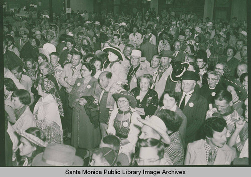 Crowds with many people in costumes at Fiesta Day in Pacific Palisades, Calif