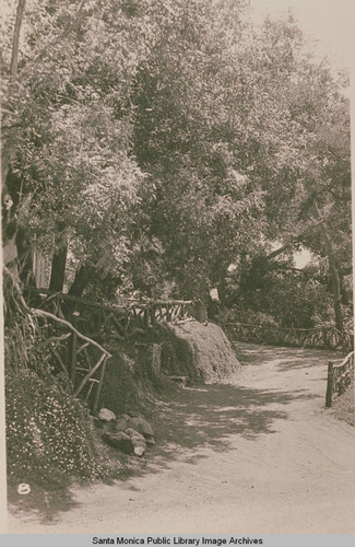 Trail at Assembly Camp showing Craftsman railings, Temescal Canyon, Calif