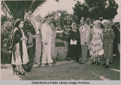 Laying of plaque for the Pampus Marcus Reyes Adobe, Pacific Palisades, Calif