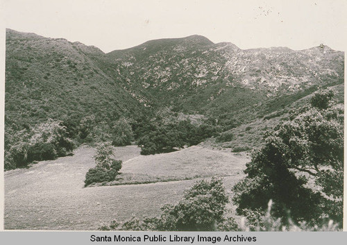 Early image of Temescal Canyon showing the exact site of the Administration Building
