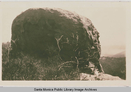 Back side of Skull Rock in Upper Temescal Canyon looking south to the Pacific Ocean