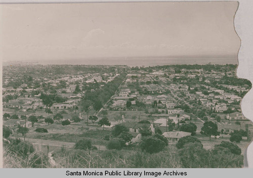 View of downtown Pacific Palisades looking from Peace Hill, Pacific Palisades, Calif