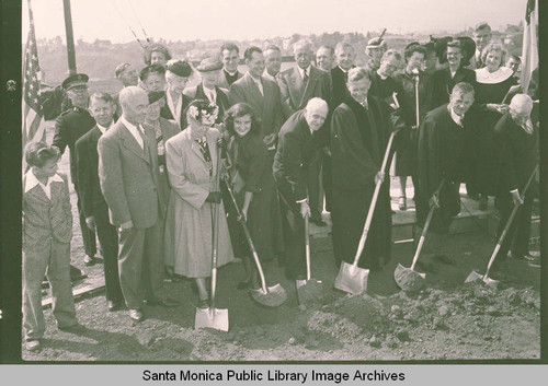 Ground breaking ceremonies for the sanctuary of the Methodist Church on Via de la Paz, Pacific Palisades, Calif