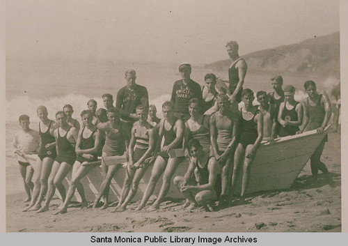 Beach lifeguards near Castellammare, Pacific Palisades, Calif