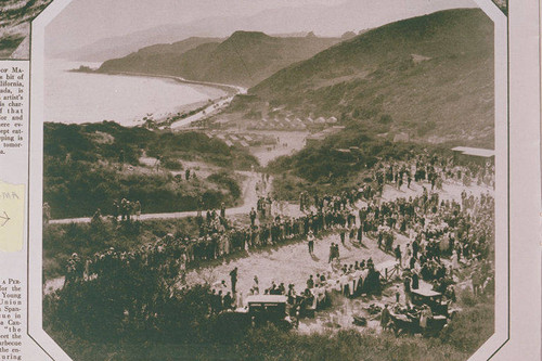 Pacific Palisades Association Motor Court and tents appearing in an article for "Pictorial California Magazine."