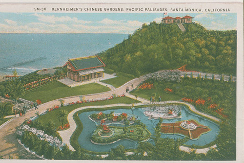 Bernheimer Gardens in Pacific Palisades (postcard labeled "Santa Monica")