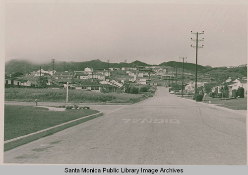 Early development in Pacific Palisades looking north up Monument Street with Albright Steet to the left
