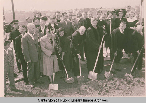 Ground breaking ceremonies for the sanctuary of the Methodist Church on Via de la Paz, Pacific Palisades, Calif