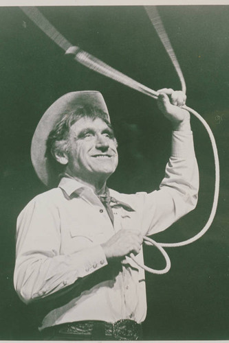 Actor James Whitmore portraying Will Rogers on Broadway