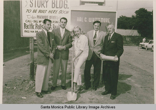 Actress Vivian Vance at the groundbreaking ceremonies for "Deluxe Penthouse Offices" offered by Hal C. Whittemore