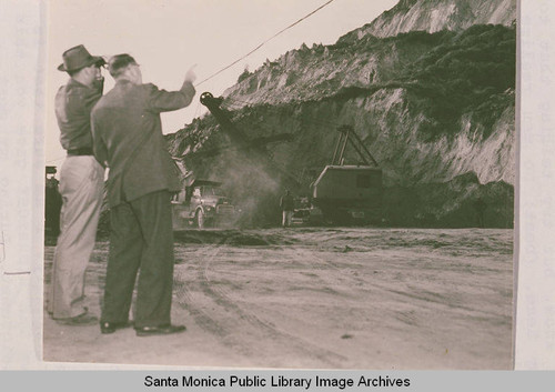 Cal Trans workers clearing debris after the killer landslide of 1958