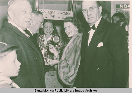 Esther Williams sells tickets at the 1949 opening of the Bay Theatre in Pacific Palisades