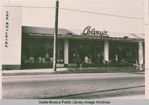 Colvey's Mens Shop in the Lee Building on the corner of Swarthmore and Antioch in Pacific Palisades