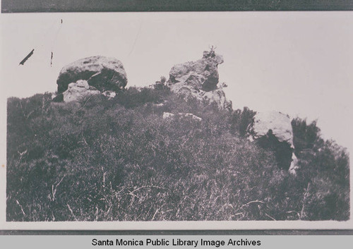 Skull Rock above Temescal Canyon with Bear Rock to the right