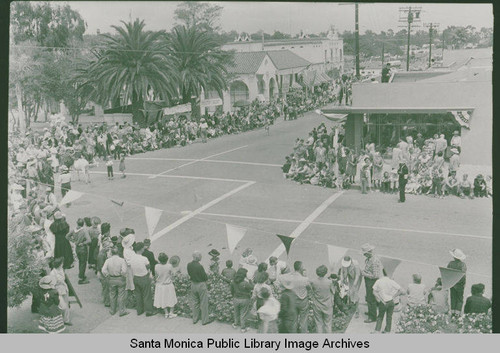 Corner of Antioch Street and Via de La Paz on Fiesta Day in Pacific Palisades, Calif