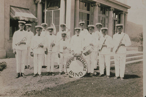 Pacific Palisades Band in front of Harmony Hall in Pacific Palisades, Calif