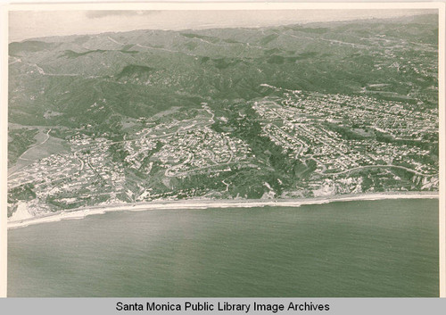 Aerial view of Pacific Palisades and the coastline