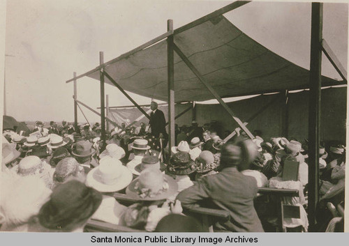 Formal dedication of the Chautauqua in Temescal Canyon with the crowd gathered at the main amphitheater for a dedication speech on August 6,1922