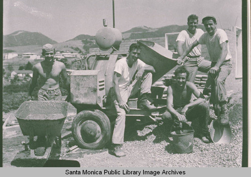 Workers at a construction site, Pacific Palisades, Calif