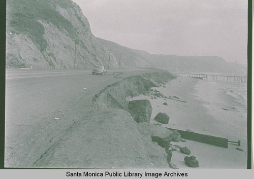 A car traveling on the Pacific Coast Highway north of Pacific Palisades, Calif