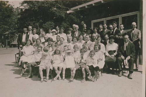 Gathering at a camp cafeteria in Temescal Canyon, Calif