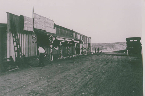 Western town set built at Inceville, Director Thomas Ince's film studios, near Santa Ynez Canyon, Calif