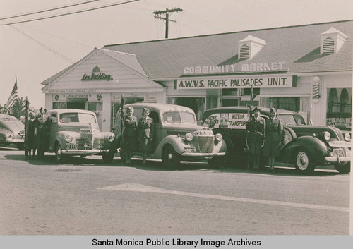 Ambulance Corps and Civil Defense Workers on Antioch near Via de La Paz in the Pacific Palisades