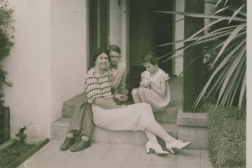 Zola Clearwater with her son and daughter at their home on Via de la Paz in Pacific Palisades, Calif