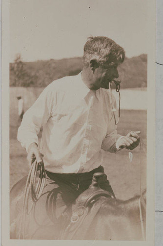 Will Rogers roping (one of his favorite sports) in Rustic Canyon, Calif