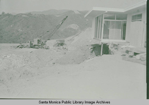 Landslide damage in the Lachman Subdivision, Pacific Palisades, Calif