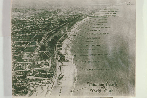 Aerial view of the coast looking south from Santa Monica Canyon