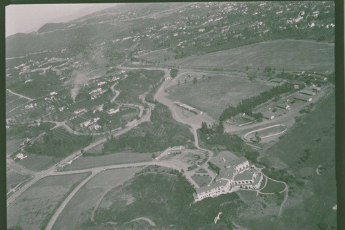 Aerial view of Riviera section of Pacific Palisades, Calif