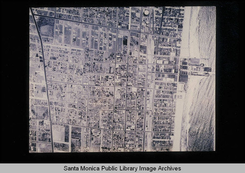 Fairchild Aerial Surveys photography of the Santa Monica coastline north to south from John Adams Junior High and Ocean Park Blvd. to the Venice Pier and Windward Avenue (Job #C235-B13) flown June 1928