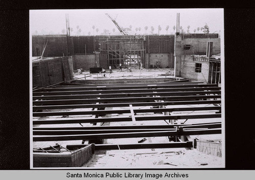 Construction of the Santa Monica Civic Auditorium showing floor detail, July, 1957