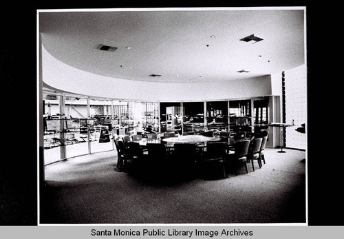 Interior of conference room and round table inside the Museum of Flying