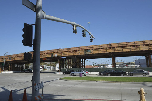 Olympic Bridge under construction as part of Expo Line rail service extension to Santa Monica, June 16, 2013