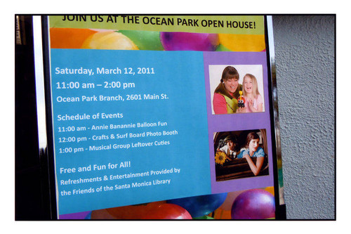 Poster, Ocean Park Branch Library Open House, 2601 Main Street, Santa Monica, Calif., March 12, 2011