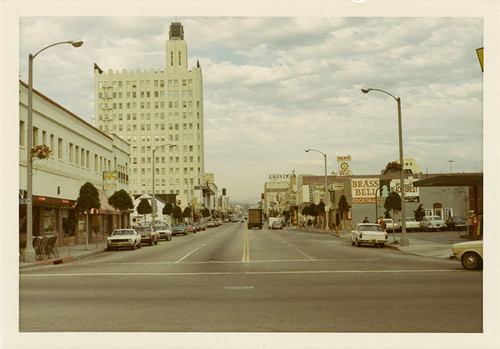 Santa Monica Blvd. looking east from Ocean Ave. on February 14, 1970