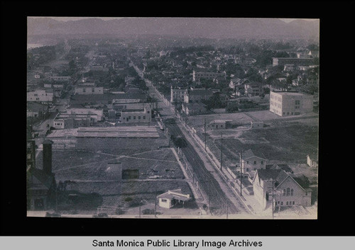 Aerial of Main Street, Santa Monica, Calif