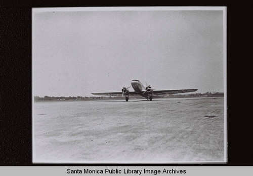 Douglas Aircraft Company DC-1 (TWA U.S. Mail) first flight on July 1, 1933 from Clover Field Airport, Santa Monica, Calif