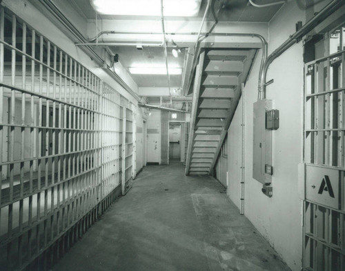 Interior of the Santa Monica City Hall Jail Wing designed by architects Joseph M. Estep and Donald B. Parkinson built with PWA funds in 1938-1939