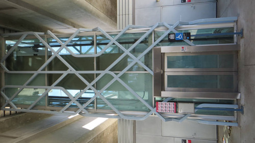 Elevator on the street level at Expo Line Expo/Bundy station, April 28, 2017