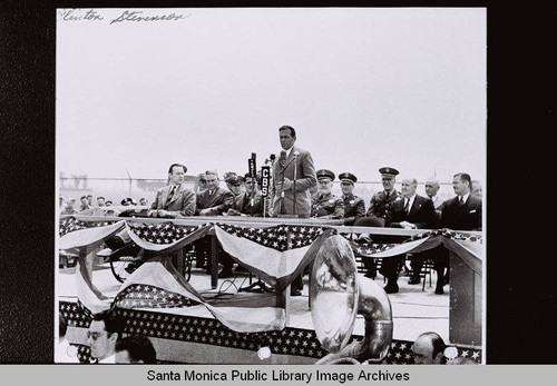 Donald W. Douglas speaking to the El Segundo division of the Douglas Aircraft Company