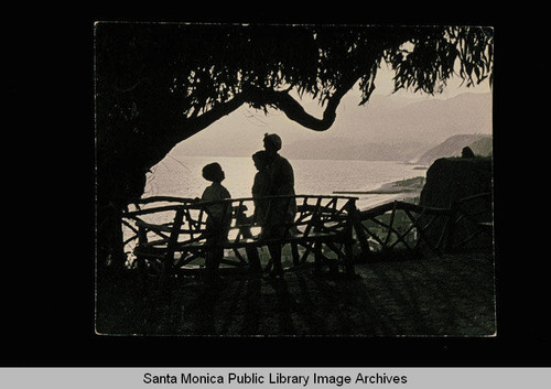 Silhouetted view of Palisades Park, Santa Monica, Calif., looking north