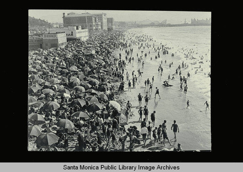 Along the beach from Strand Street to the the Santa Monica Pier (reversed image)
