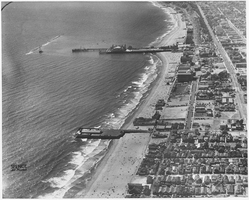 Aerial view of the Santa Monica Pier and the breakwater looking north, June 25, 1934, 2:35PM