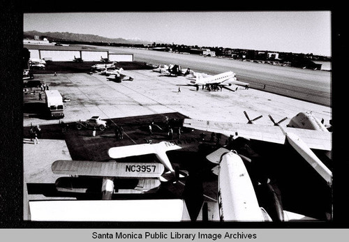 Planes on the tarmac at the Museum of Flying, Santa Monica, Calif