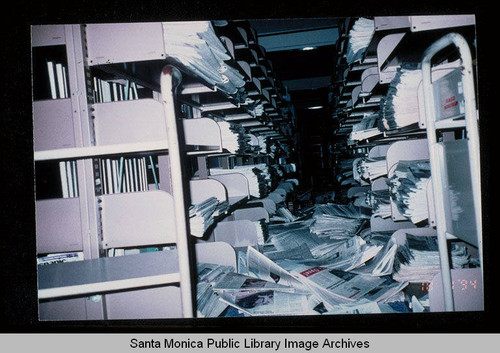 Northridge earthquake, Santa Monica Public Library, Main Library, Periodicals Department, first floor, January 17, 1994